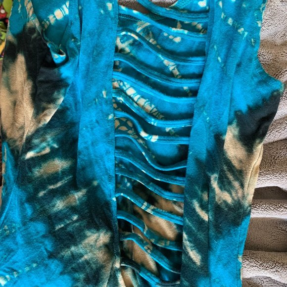 Jayli Blue Tie Dye Bohemian Bodycon Mini Dress - Picture 4 of 4